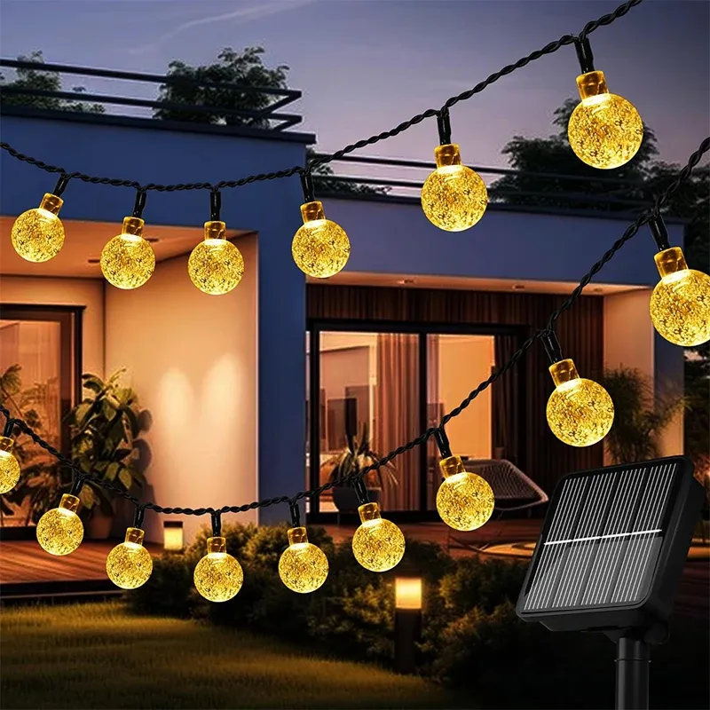 Decorazioni luci a corde solari Crystal Crystal Lightmas Ghitmas Ghitmas 8 Modie Affronta Patio Light for Garden Party Decor