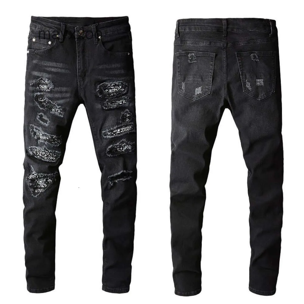 669 Jeans Mens Fashion Jean 2024 Demin Amiirii High Purple Street Black Mens Wear Patched Shorts Rze3