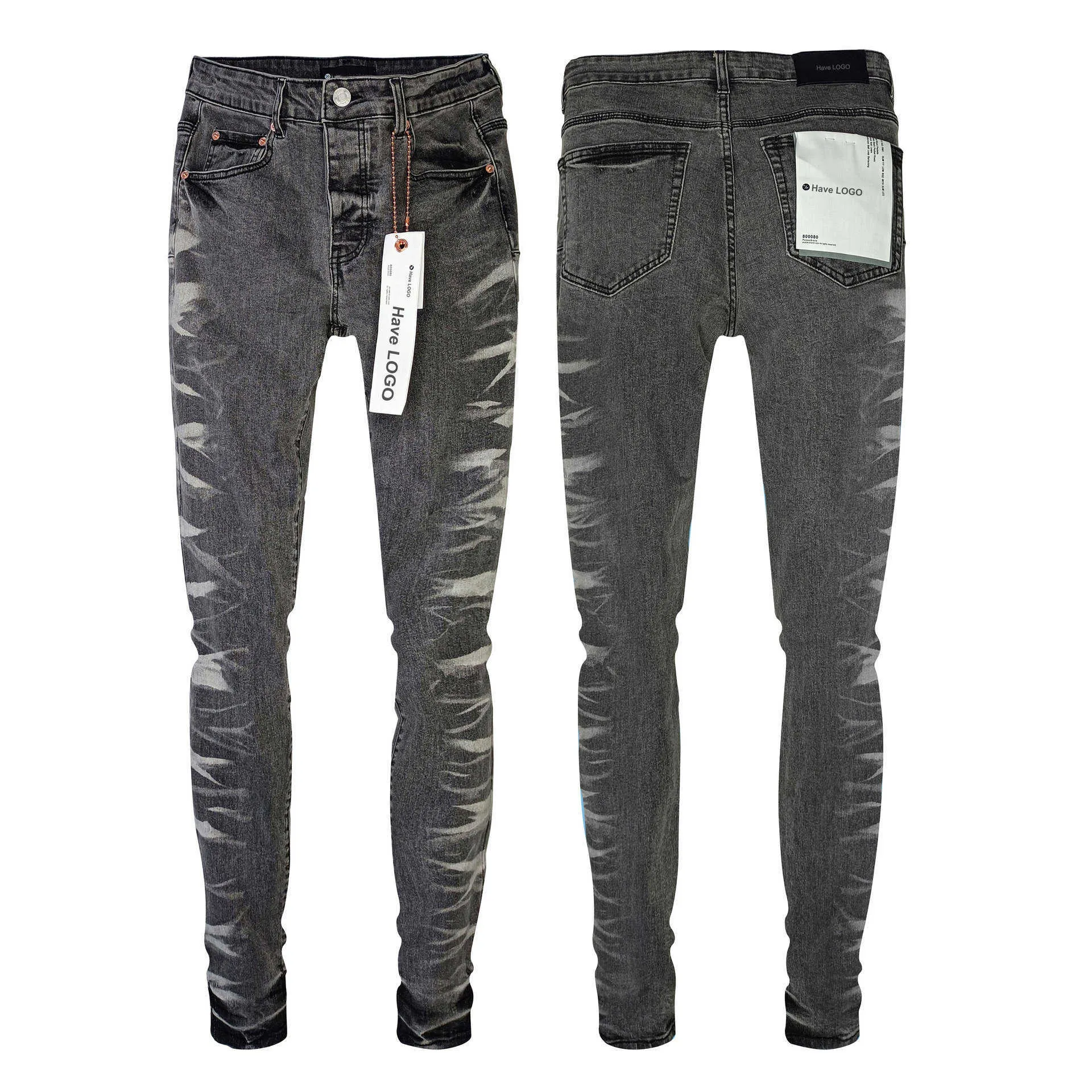Purple brand American style washed light gray jeans for women and men spring new trendy high street straight leg pants