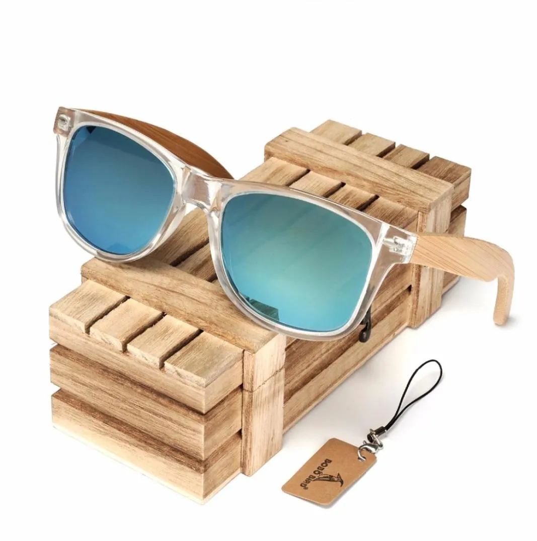 Óculos de sol polarizados de bambu de madeira de pássaro bobo