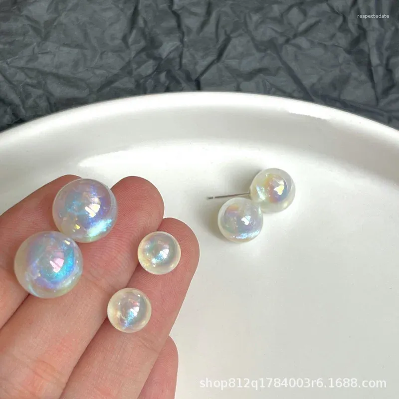 Stud Earrings Colorful Crystal Clear Artificial Pearl S925 Sterling Silver