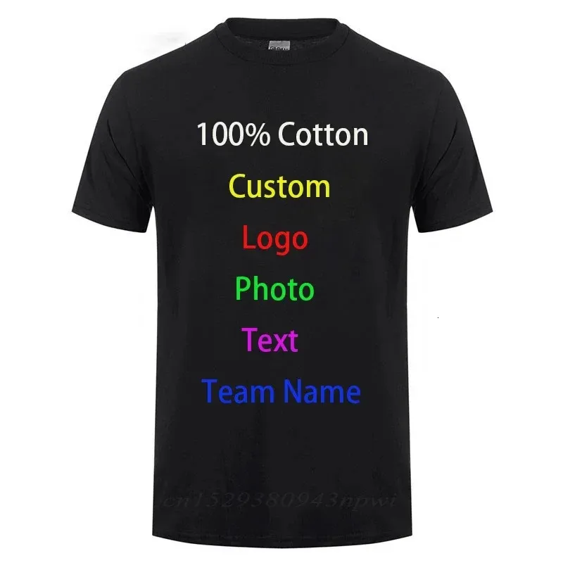 100% katoenen t-shirt mannen aangepaste tekst diy je eigen ontwerp po print uniform bedrijf team kleding advertenties t-shirt 240428