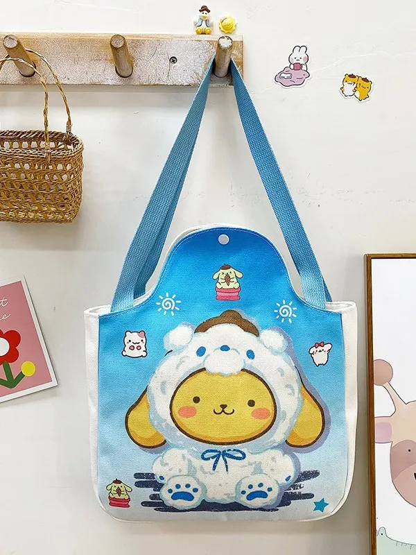 2023 japansk mjuk söt tjej tecknad canvas väska söt bunny student axel stor kapacitet hand crossbody väska