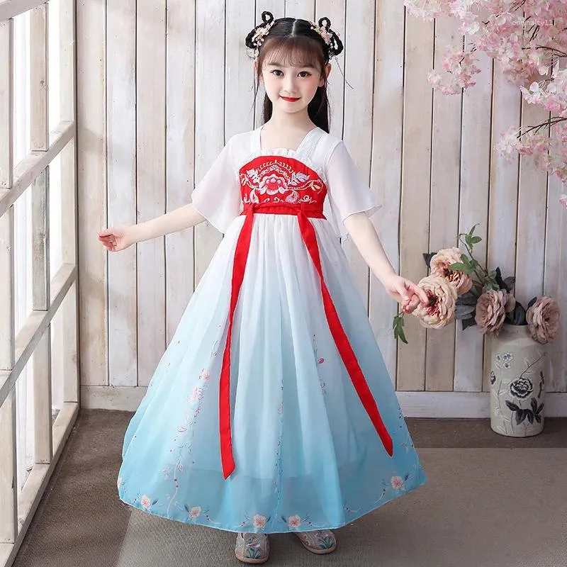 Mädchen Kleider Kleider der Klassiker Chinesischer Hanfu -Rock des kleinen Mädchens westliche elegante Prinzessin