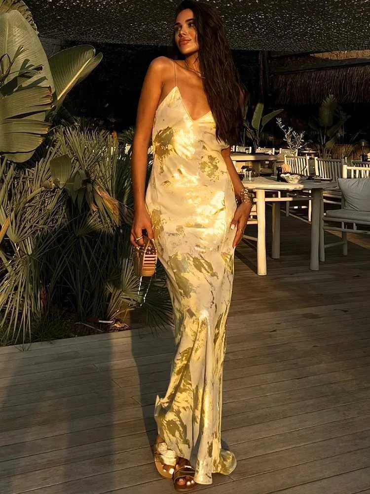 Gold Strap V Neck Backless Ankle-Length Dress for Women with Kimono Sleeves  Polyester Animal Print from Dhgate Runway Dresses - price 32.06