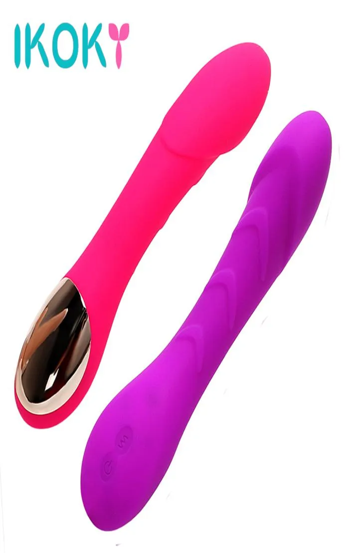 Ikoky şarj edilebilir yapay penis vibratör G Spot Masaj Vibrator Sihirli Değnek USB Vibratörler Seks Oyuncakları Kadınlar İçin 12 Frekans Seks Makinesi Y15262642