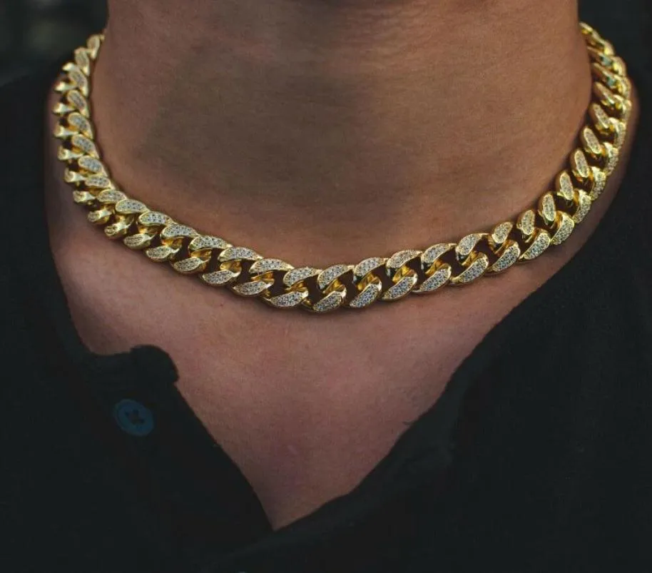 12 mm Iced Miami Diamond Cuban Link łańcuch Real 14 -krotnie żółte złoto stałe łańcuch kubański 16 cali 20 cali 22 cali sześcienne cyrkonia biżuteria 4497340