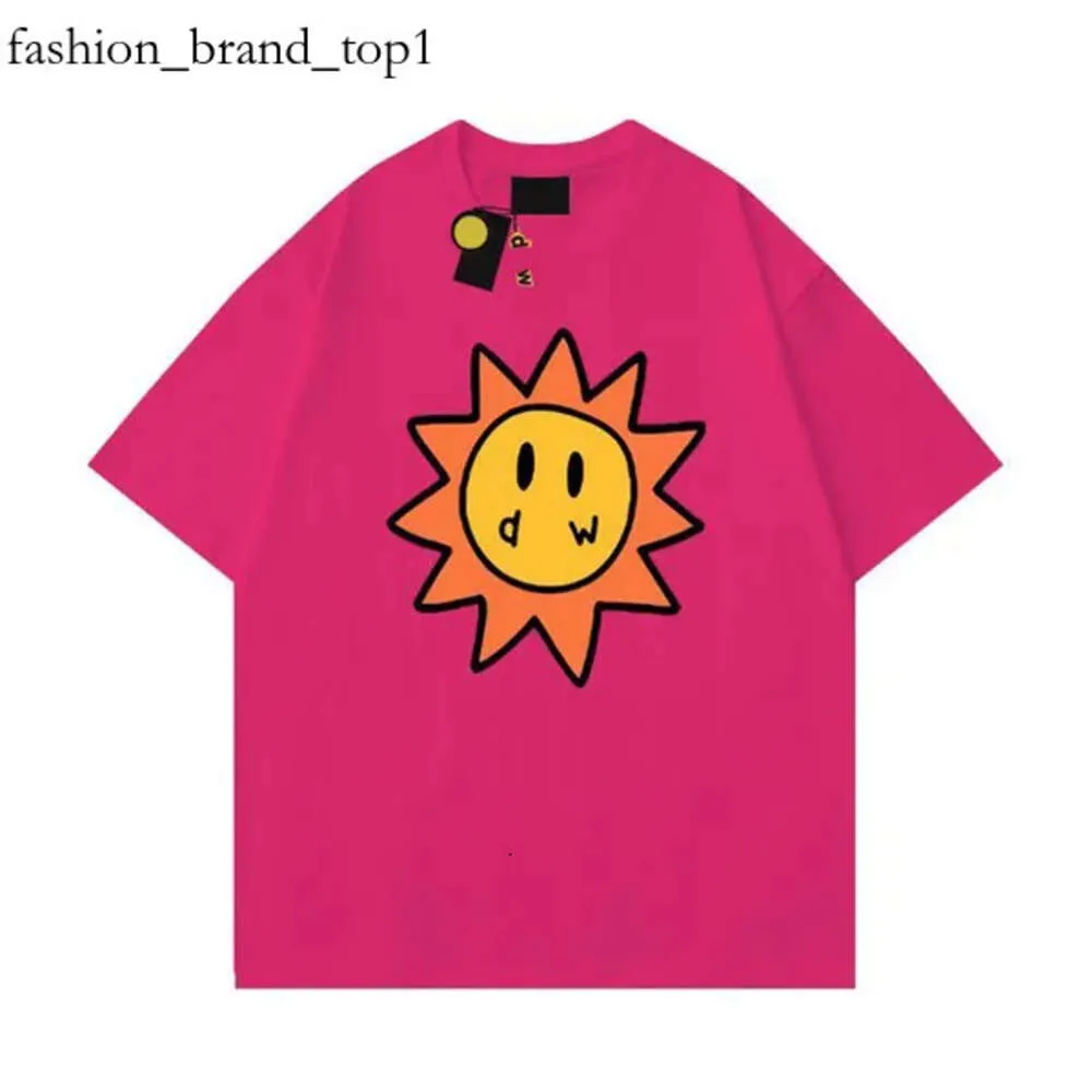 T -koszulka mężczyzn projektant Drawdrew T Shirt Smiley Sun Cards Tee Draw T Shirt Graphic Printing Tshirt Trend Letni Trend krótki rękaw Casualne koszule 5819