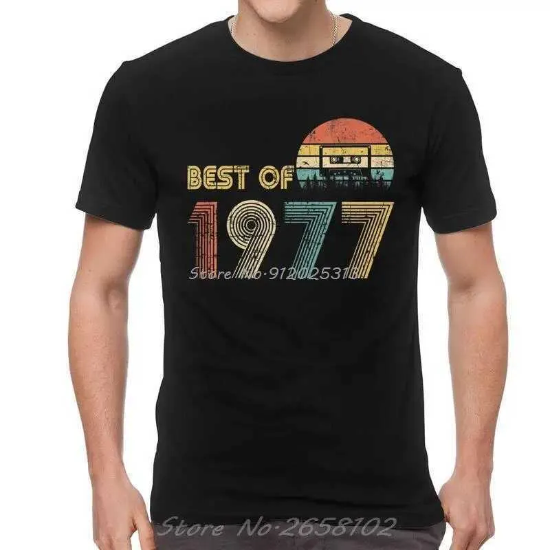 T-shirt maschile migliori del 1977 T-shirt per i regali di compleanno Maglietta grafica Shor Slve Cotton Cassette Tape Tshirt Ts tops harajuku strtwear t240425