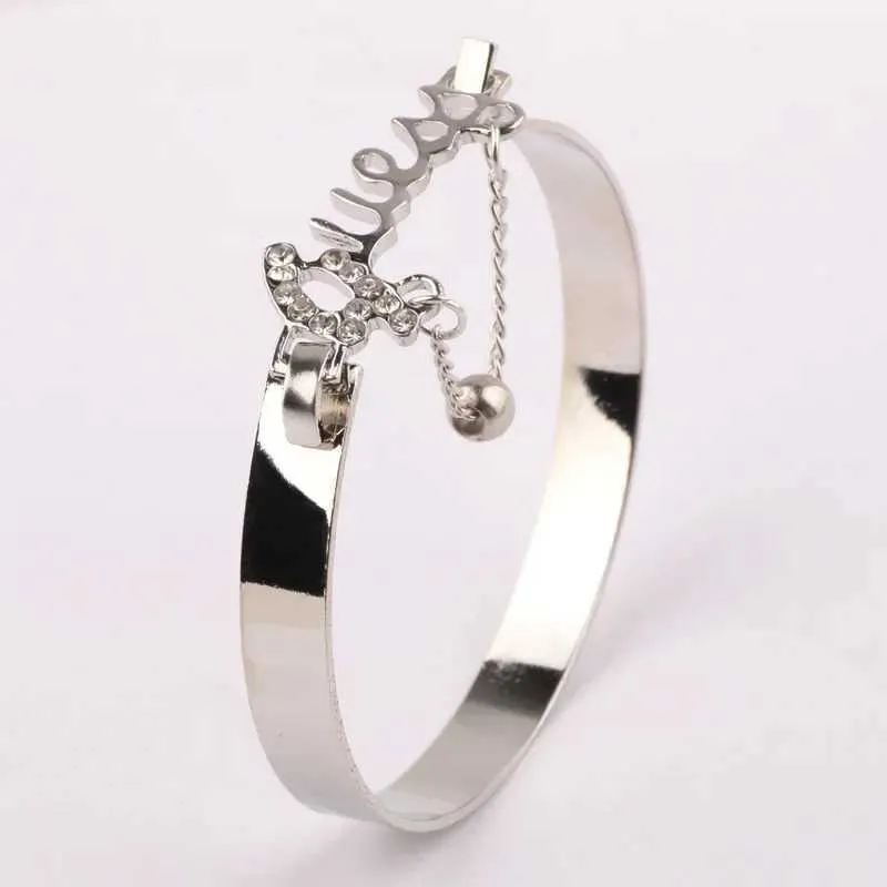 Bracelets de mariage conception de couleur dorée bracelet métal bracelet bande alliage groupe cristal pendant
