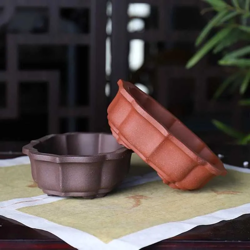 المزارعون الأواني السيراميك الأرجواني رمل زهرة بونساي إناء التقليدية لوتس الصينية على شكل طاولة منزلية وتزيين الحديقة Q240429