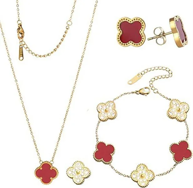 Collier de créateur Colliers Bracelet Boucle d'oreille Collier Collier Classic Classic Colliers Gold Colliers plaqués Gold Fleur Single Fleur à quatre feuilles