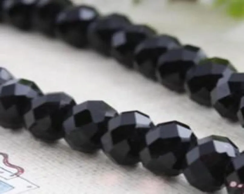 Mic Sell Lot 288st Black Facettered Crystal Rondelle Bead 8mm Fit Armband Halsbandsmycken DIY9515993