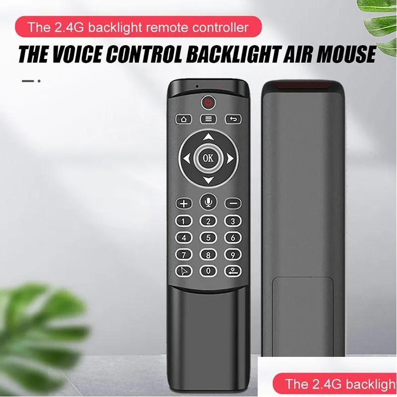 Pc Remote Controls Mt1 Backlit Voice Control Gyro Wireless Fly Air Mouse 2.4G Smart For Android Tv Box Linux Drop Delivery Computers N Ote8K