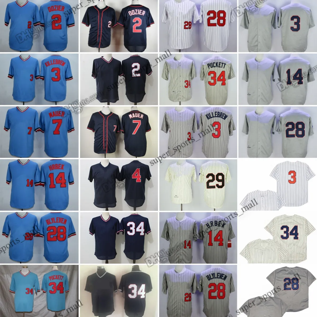 Vintage Powder Blue Baseball Uniforms Featuring Kirby Puckett Rod Carew Bert Blyleven Kent Hrbek Joe Mauer Tony Oliva Paul Molitor Harmon Killebrew And Dozier 34 29 14 7 8 7 Or 3 From Super sports mal...