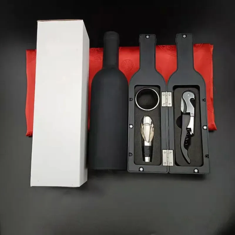 Wine Bottle Corkscrew Opener Set Bottle-Shaped Holder Bottle Openers Stopper Pourer Kits Accessories Wines Tools
