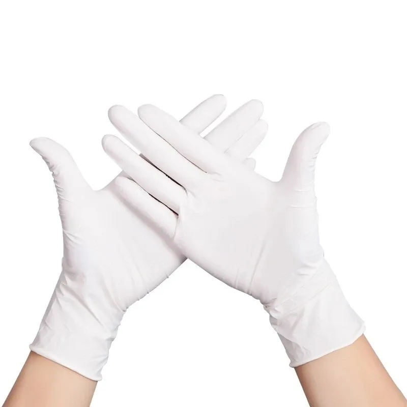 Gants 50 / 100pcs gants jetables Gants de nitrile pour cuisine / travail / ménage / jardin / nettoyage / plat lavage des gants en caoutchouc en latex blancs