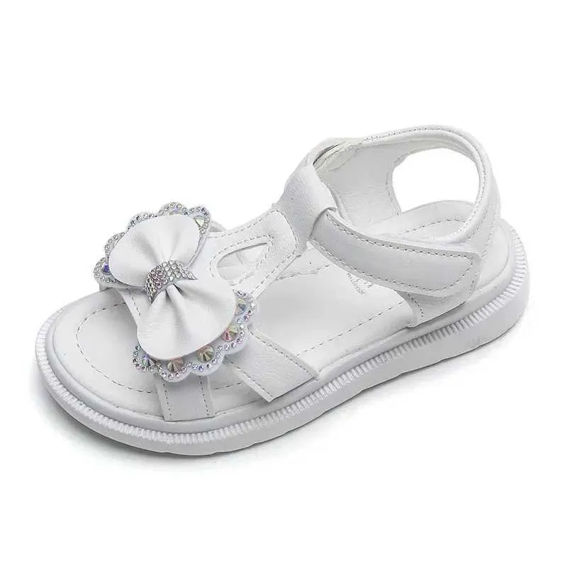 Sandalen meisjes sandalen Kid Zomer Sweet Rhinestone Party Princess Beach schoenen Leuke Bowknot Soft Sole Flat Sandals