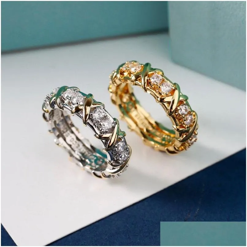 Band Rings Designer Ring Luxury Women Wire Crossover Sliver Moda Klasik Takı Çift Stil Yıldönümü Hediye Severler Hediyeler DOTR1U