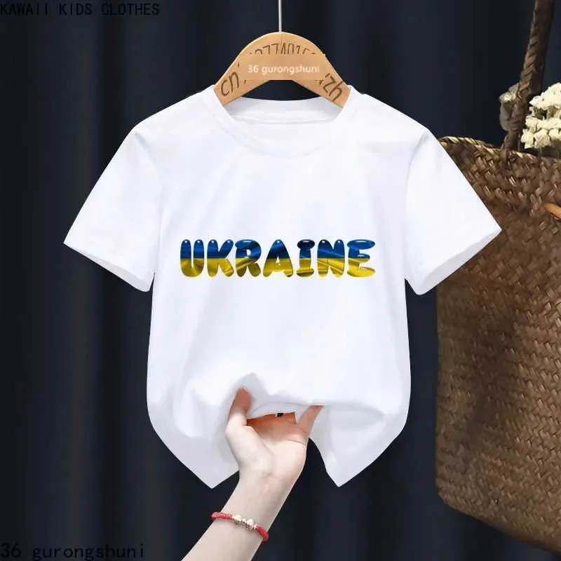 T-shirts 2024 Fun Oekraïense t-shirt Fun Boys and Girls T-shirt Childrens Anime Gift Presentatie Little Baby Harajuku kleding Straight Boatl2404