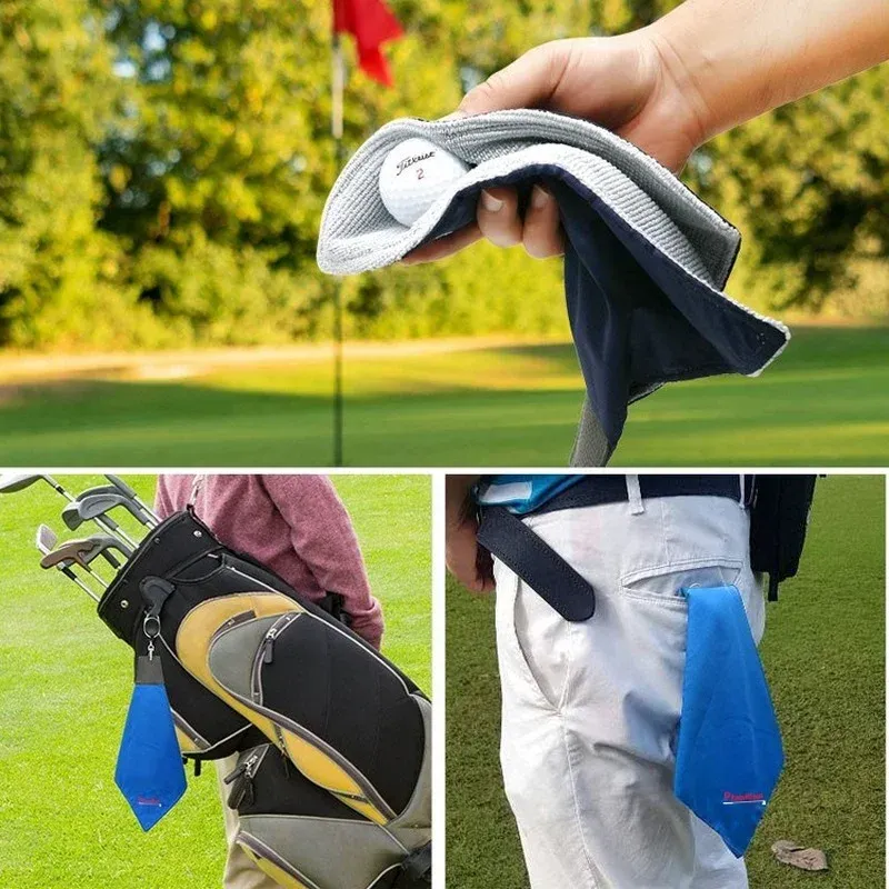 1st 3 färger golfhandduk polyester med karabiner krok hög vatten absorption rengöring handduk sportbollar händerna rengöring