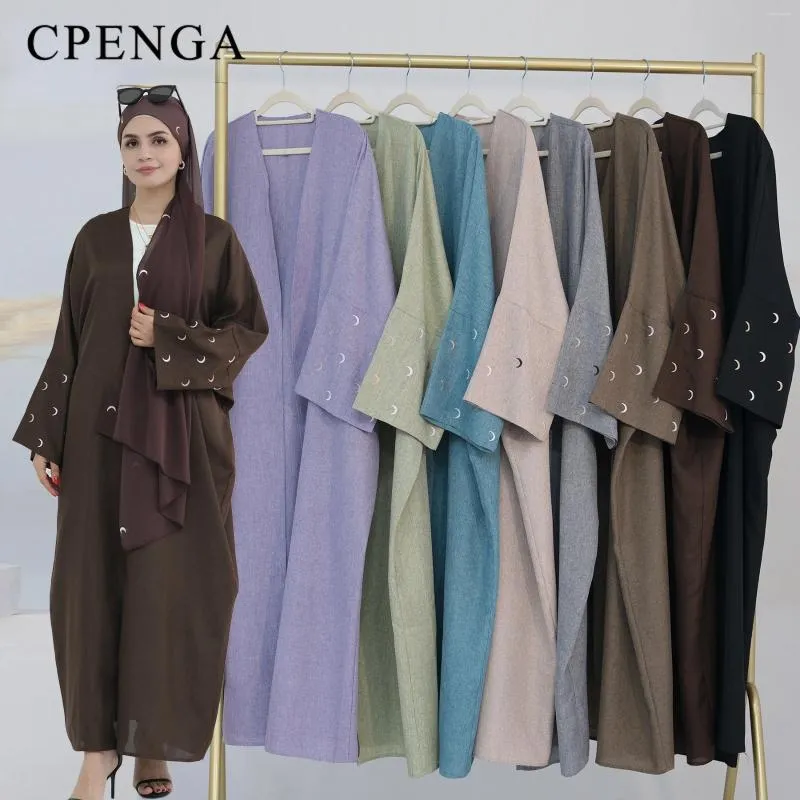 Этническая одежда Eid Moon Mustrim Modest Cardigan для женщин Арабский женский женский Dubai abaya Dress Party Jalabiya 2024 Исламская индейка халат халат