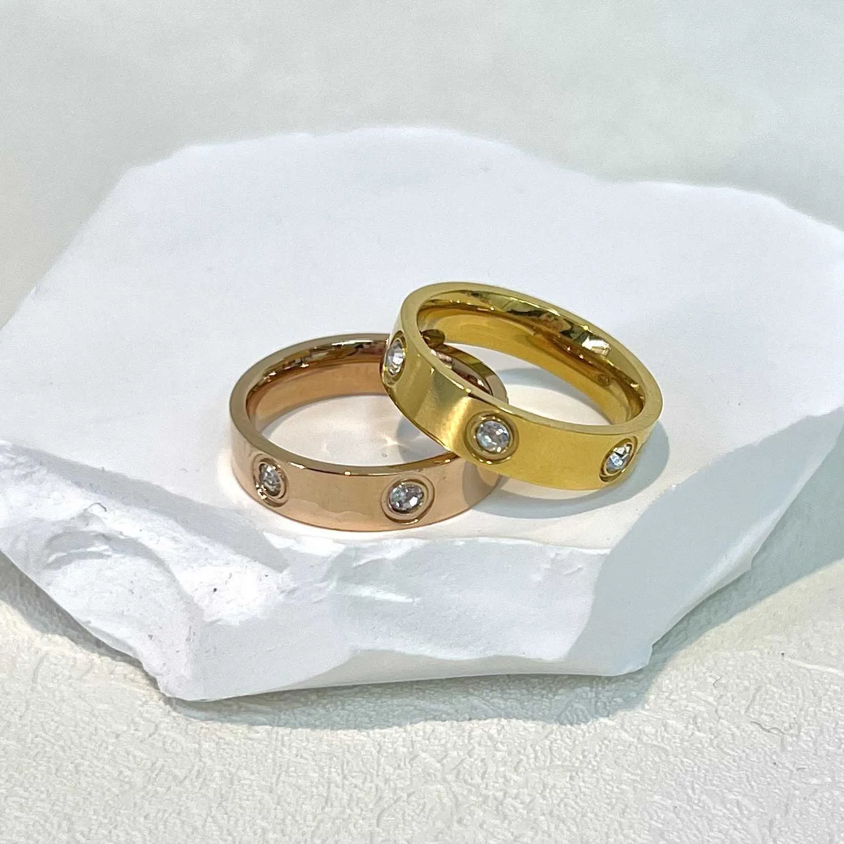 Sense Promise of Love Design Ring 2024 Nieuwe beroemdheid Diamond Dames Non Fading Paar Hoog met Cart Originele ringen