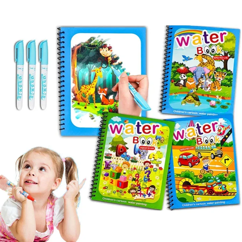 Toys Children Nauka edukacji zabawka magiczna książka wodna z długopisem Montessori zabawki rysowanie kolorowanki dla dzieci w wieku od 2 do 4 lat