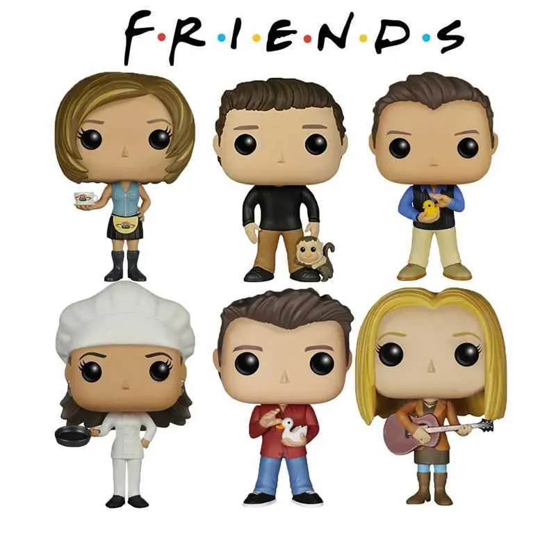 Figure di giocattolo d'azione Amici della sitcom Rachel Green Ross Geller Monica Chandler Bing Joey Phoebe Buffay Vinyl Doll Mini Figure Toys Action Figure Gifts T240428