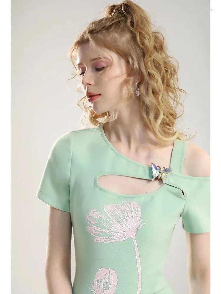 Vintage Light Green Off-The-Shoulder Maxi Dress - Elegant and Sexy Summer Casual Wear for Women
