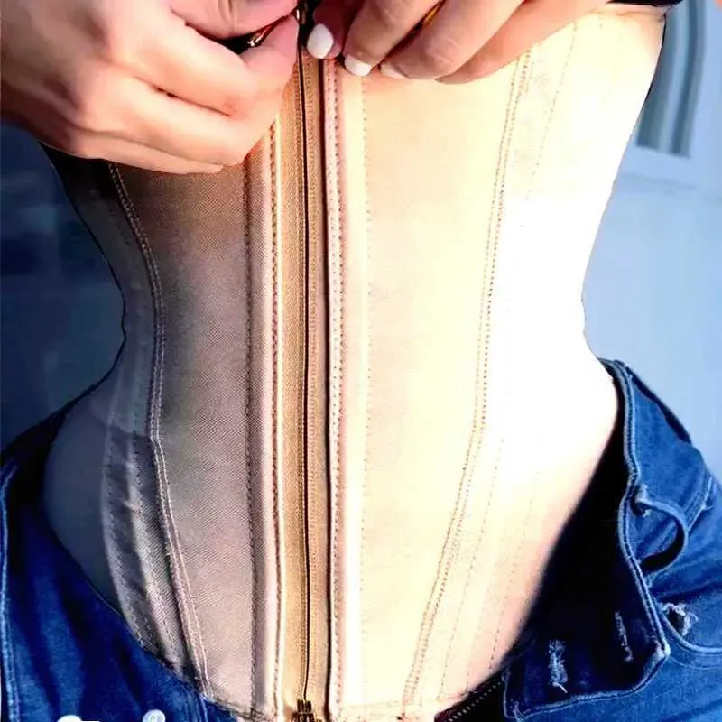 Afrulia Afrulia Fajas Colombian Ceccia di gilet corstier con fibbia con cerniera a forma di cinghia a forma di cinghia a forma di cinghia a forma di cinghia a forma di cintura shapewear Y240429