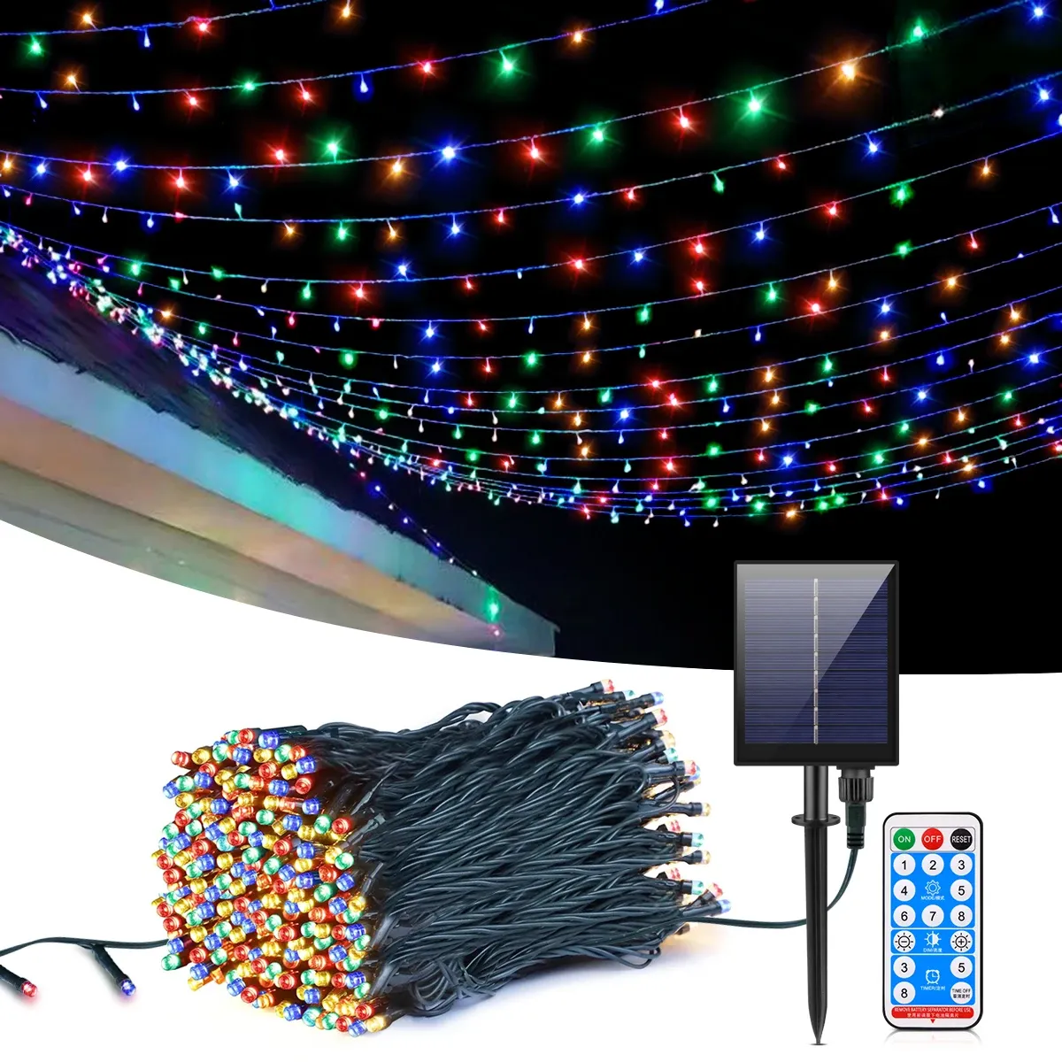 Décorations extérieures Solar String Fairy Light 100m 1000 LED étanche Garland Garland Grand panneau solaire Lampe de charge rapide pour décor de jardin de Noël