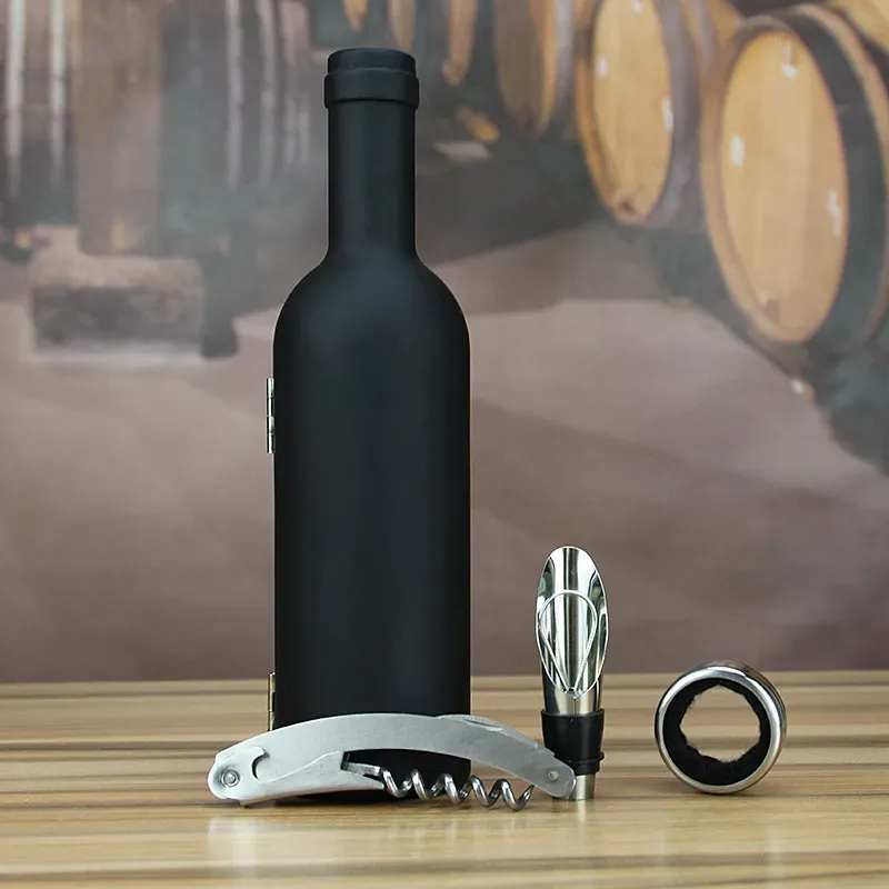 Wine Bottle Corkscrew Opener Set Bottle-Shaped Holder Bottle Openers Stopper Pourer Kits Accessories Wines Tools