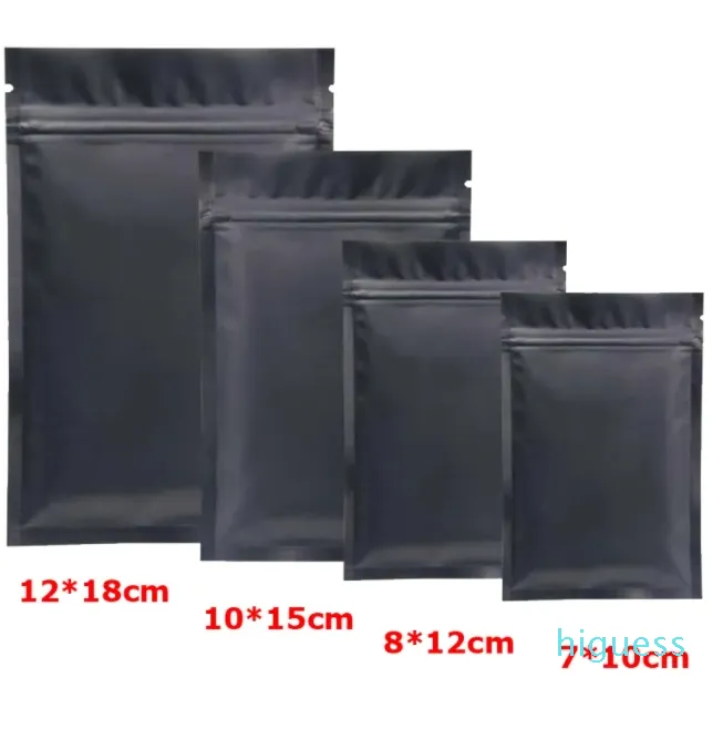 Sacs mylar en plastique noir en gros sac à fermeture éclair en aluminium pour le stockage des aliments à long terme et les objets de collection à deux couleurs latérales
