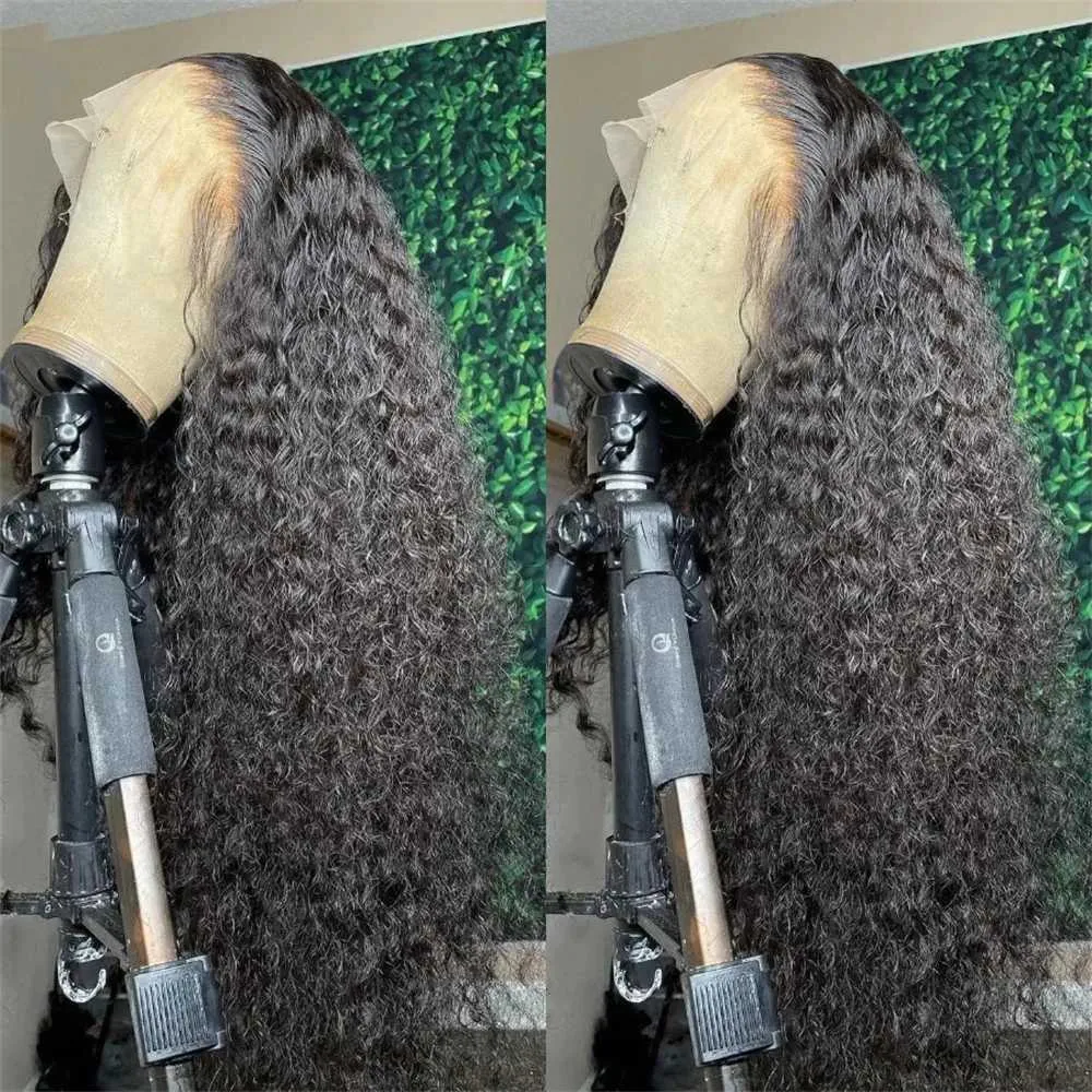 Syntetiska peruker 30 40 tum 13x6 Högdefinition Curly Lime Free Spets Front Human Hair Wig Brasilien 13x4 Loose Deep Wave 200 Density Q240427