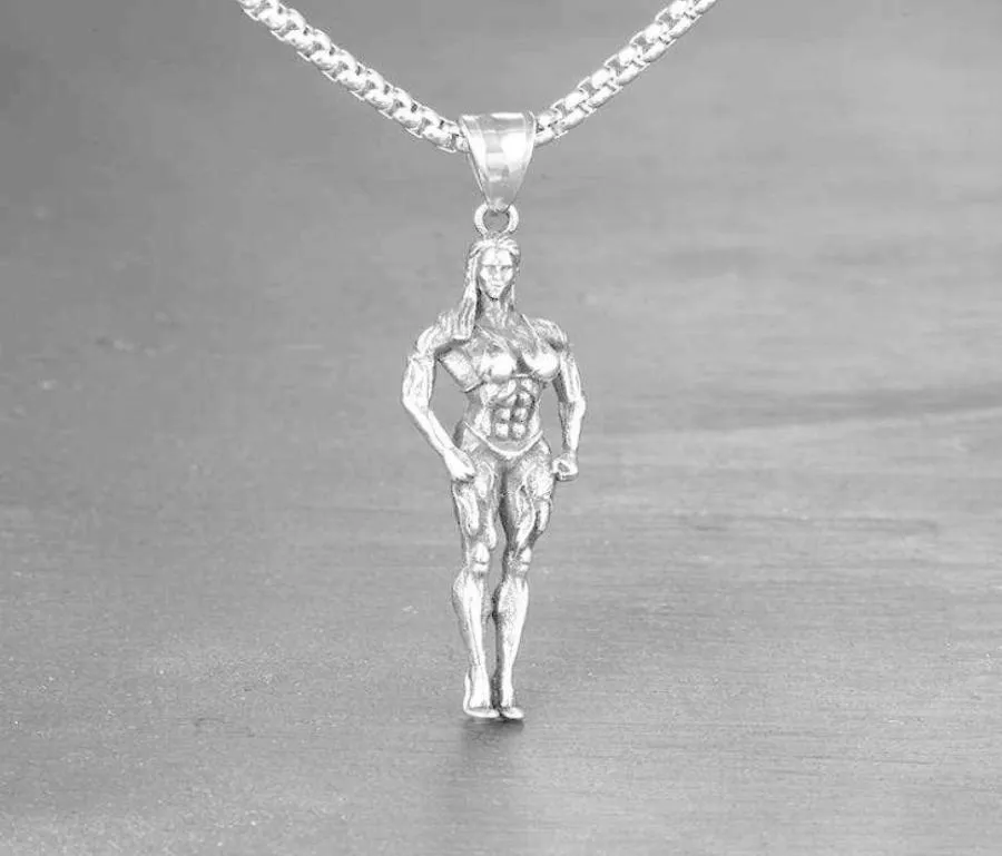 Creatieve bodybuilding spiervrouw hanger ketting geschikt voor mannen en vrouwen sport en vrijetijds mode -sieraden G12062770563