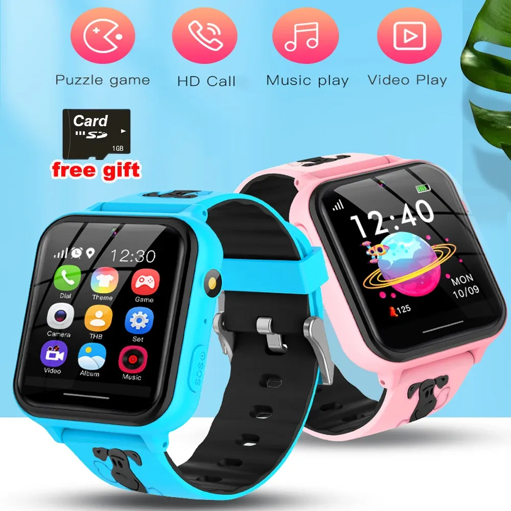 Regardez les enfants regarder le jeu de musique Smartwatch pour les enfants avec une carte SD 1G Card 2G Baby Watch Clock Play Music Watch Boys Girls Cadeaux