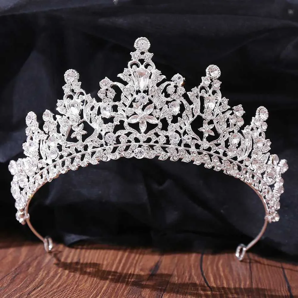 Tiaras Роскошная зеленая красная голубая кристалл корона Тиара для женщин Свадебная вечеринка элегантная свадебная невеста цветочные аксессуары для волос