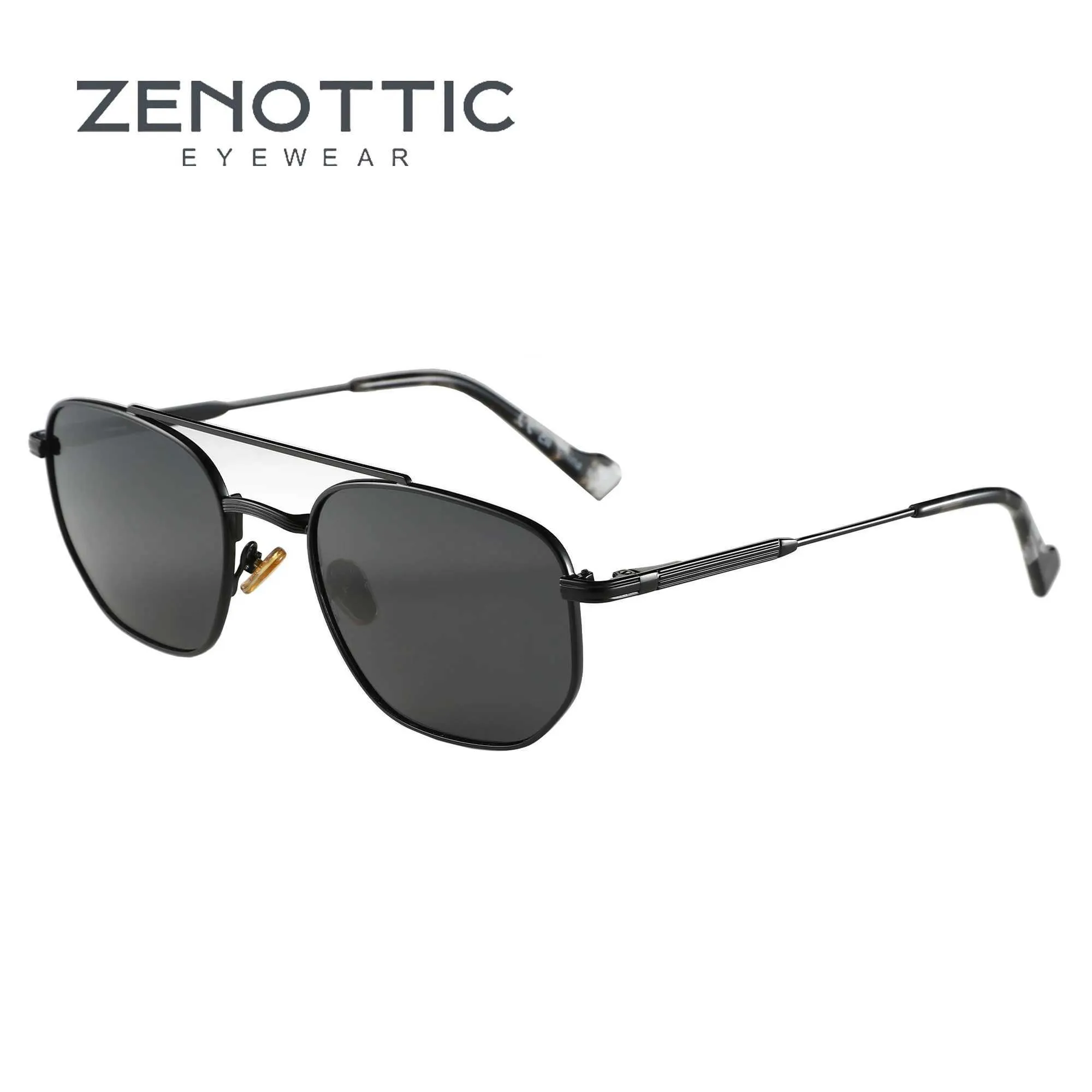 Sonnenbrille Zenottic 2024 Mode hexagonale Geometrie Polarisierte Sonnenbrille für Männer Frauen Polygon Metall Schatten Pilot -Sonnenbrille ZS1210 D240429