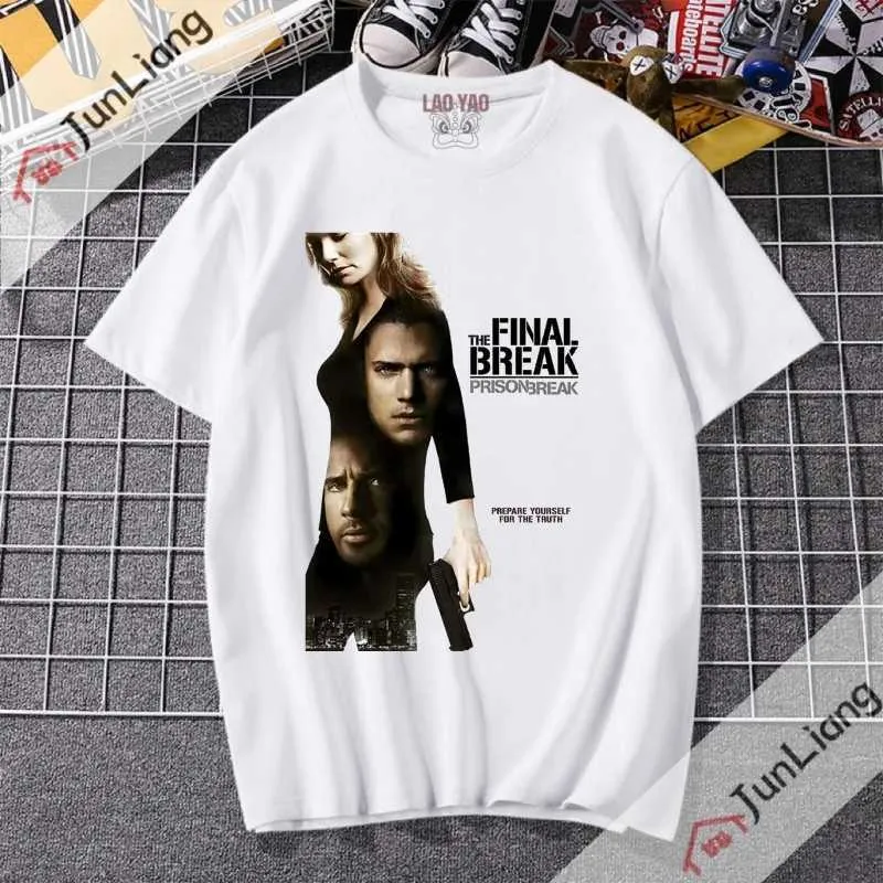 T-shirts masculins Michael Scofield Shirt Prison Rest Street Clothing TV Series Y2K Vêtements esthétiques T-shirt Surdimension