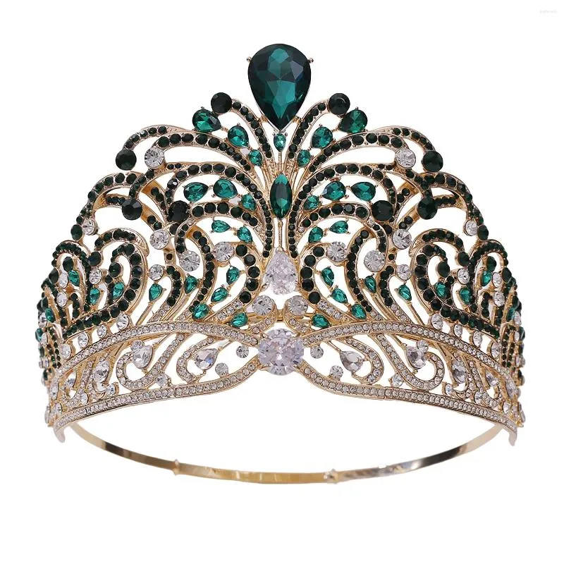 Cabeças de fabela Coroa luxuosa Tiara Crown Rhinestones Acessórios para o cabelo Ajustável para festa de adultos para festas de aniversário