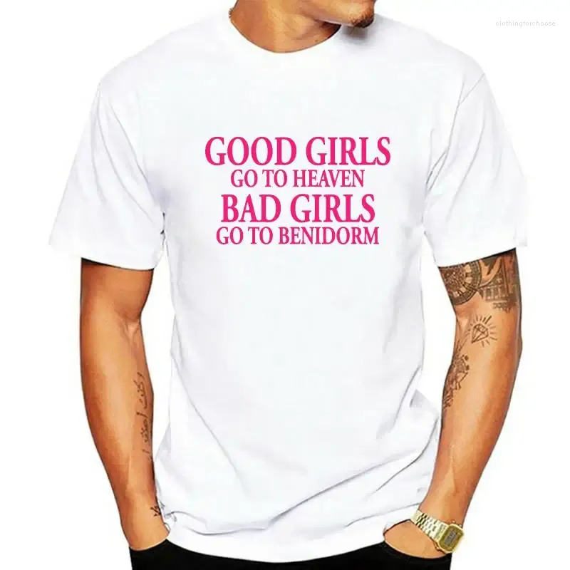 T-shirt masculino masculino de moda masculina Boas garotas goto Heaven Bad Benidorm novidade