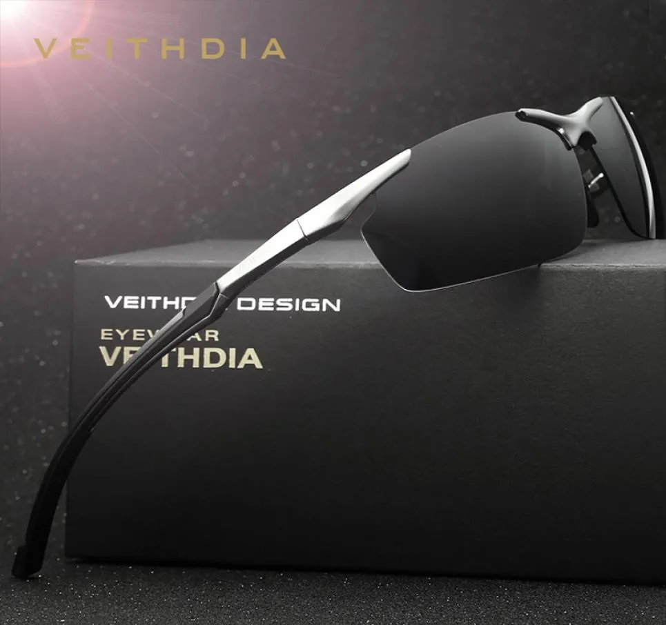 Veithdia Brand Lunets de soleil en aluminium pour hommes polarisés UV400 Sun Verres de lunettes de soleil masculines pour hommes 6592 CL2009207611379