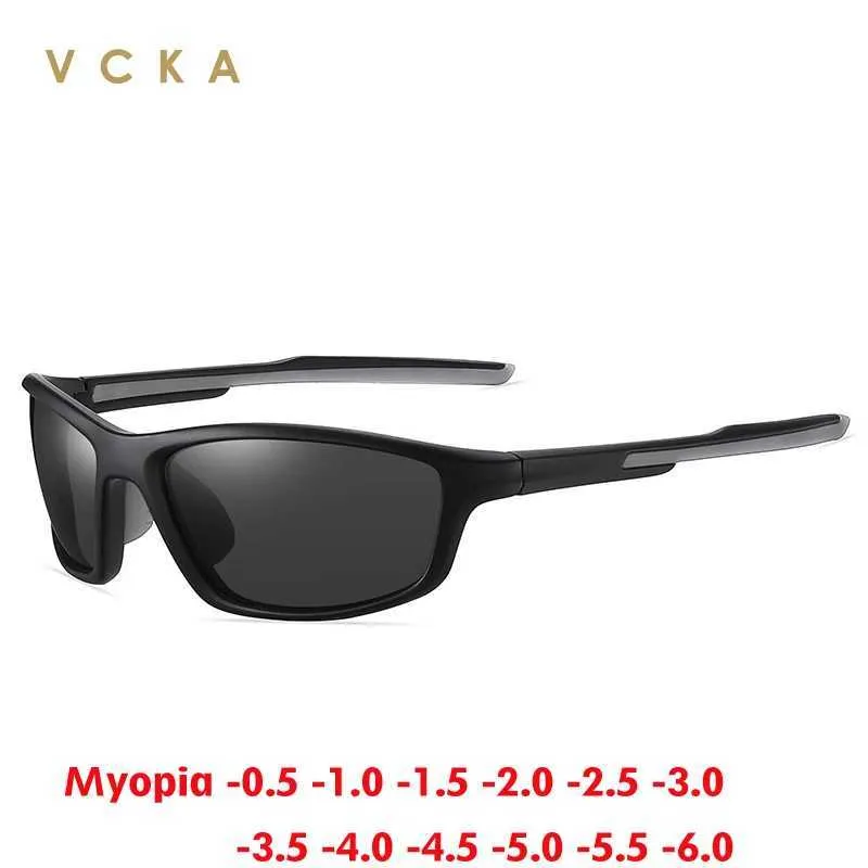 Óculos de sol VCKA Esportes Myopia Myglasses Men polarizou Glass de moda ao ar livre Mulheres Prescrição personalizada Goggle à prova de vento -0,5 a -6.0 D240429