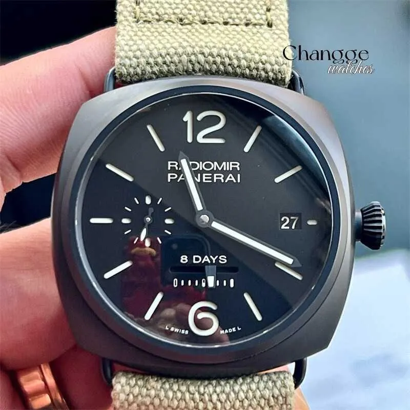 New Sport Mens Watch Designer Wristwatches Penerei Watch's Watch Rademir Series 00384 Manual Swiss Swiss Watch Calendário Display Men's Watch 45mm