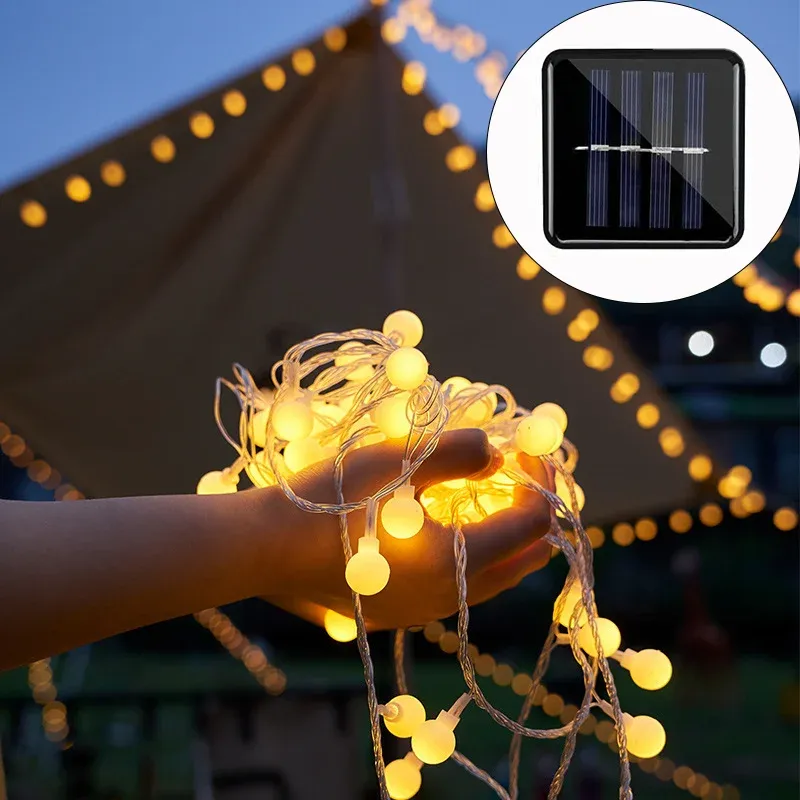 Décorations 200 LED Solar Globe Ball Strucs Lights Solar Fairy String Lights for Intérieur Party Outdoor Wedding Christmas Tree Garden Decor
