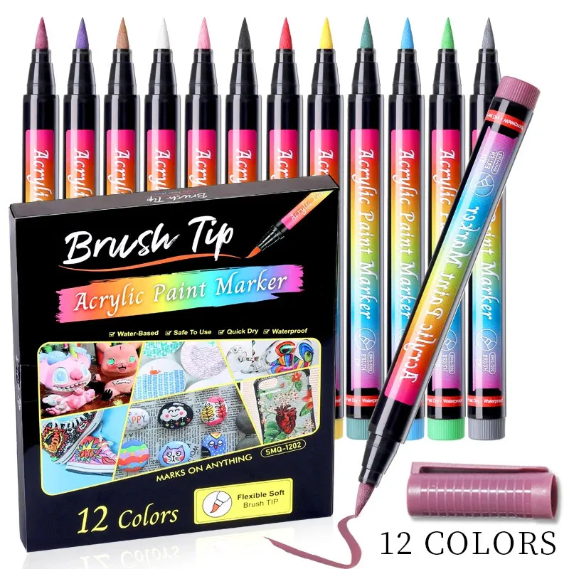 10/12/24pcs nagelkonst graffiti penna färgglad vattentät ritning målning liner borste nagellack penna diy nagelkonst dekor accessorie 240415