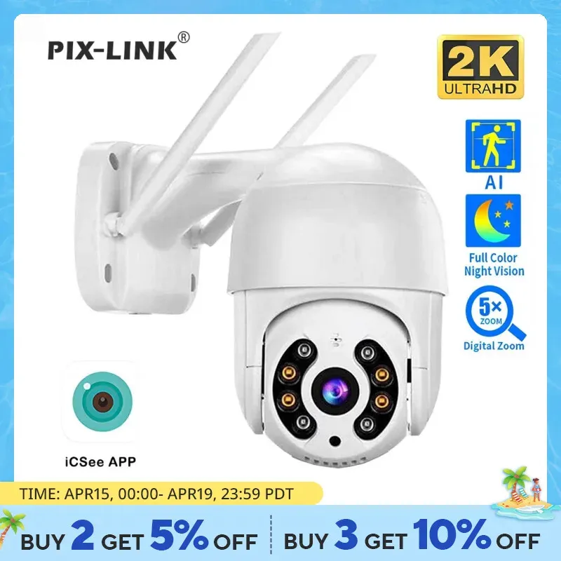 4MP 2K IP Camera Speed Dome Tracking Ptz Camera Smart Home Outdoor Wiless WiFi Camera Surveillance Monitor Pix-Link A8-20