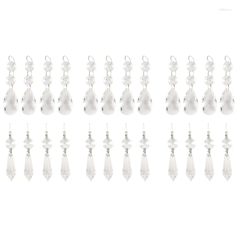 Dekorativa figurer 72 datorer Chandelier Crystal Prisms Hängen Ställ in 38 mm Clear Teardrop Icicle Crystals Parts Replacement