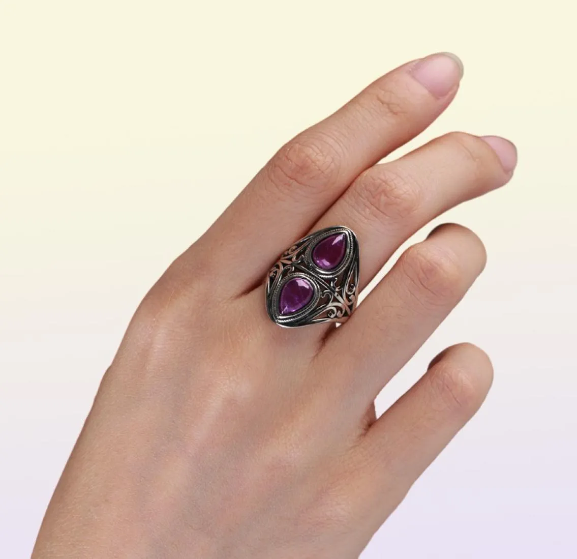 S Luxe Vintage Natural Amethyst 925 Sterling Silver Jewelry Wedding Anniversary Party Ring Gifts For Women83499861913512